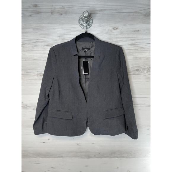 Premise Blazer Womens 8 Charcoal Heather Open Front Suit Jacket Cut & Sewn Work - Picture 1 of 11